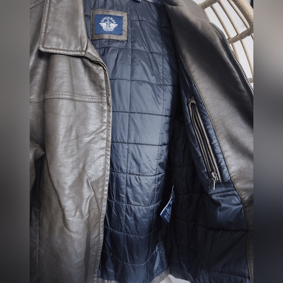 Dockers Men's Faux Leather Lined Water Resistant Shell Snap Cuffs Pockets Sz XL - Picture 9 of 14